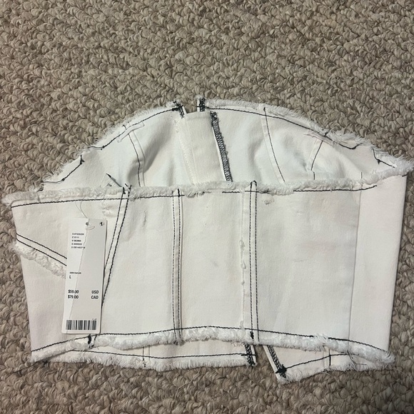 Urban Outfitters | Bustier Corset Jean White Crop Top Large - Picture 5 of 7